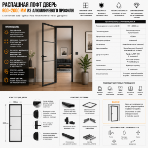 Распашная лофт дверь